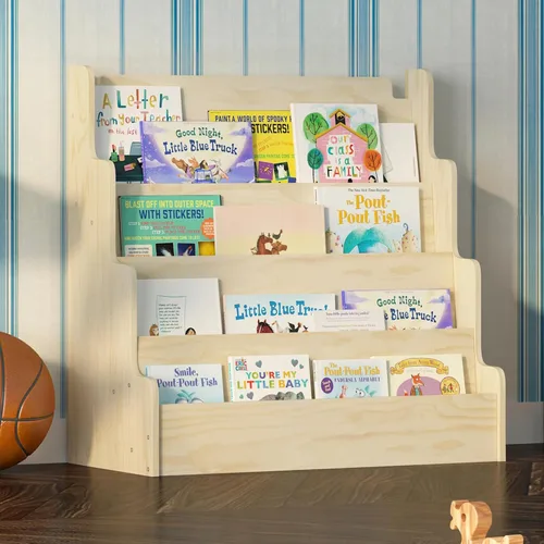 Vista 9 de NACHES Estantería Montessori de 4 niveles para niños, estante de madera con diseño festoneado, organizador de juguetes para guardería, dormitorio