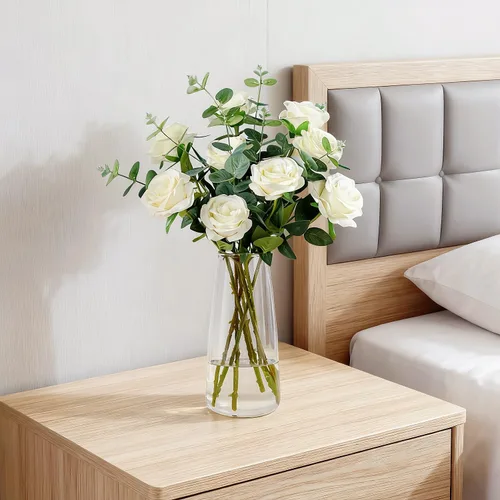 Vista 6 de Jarrón de cristal transparente, florero para centro de mesa, decoración del hogar, jarrones modernos para sala de estar, boda, oficina, mesa