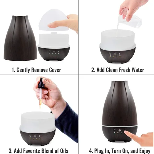 Vista 6 de HealthSmart - Difusor de aceite esencial, humidificador de niebla fría y difusor de aromaterapia con tanque de 16.9 onzas, ideal para habitaciones