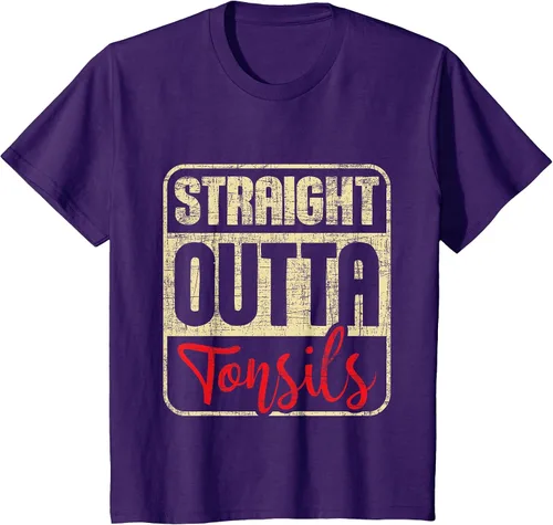 Vista 8 de Straight Outta Amígdalas - Camiseta de recuperación de cirugía de eliminación de amígdalas Asphalt Grey
