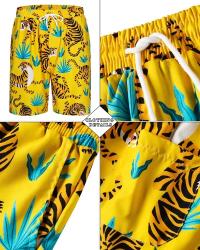 Vista 134 de TUNEVUSE Conjunto de camisas y pantalones cortos hawaianos para hombre, 2 piezas, trajes de playa con estampado de flores, traje tropical de verano