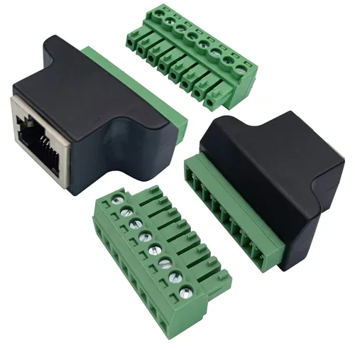 Vista 4 de Terminal de tornillo RJ45 8P 8C hembra a 8 pines hembra, terminales tipo tornillo, enchufe de red Ethernet para AV CCTV UTP DVR Cat5 Cat6 Cat7