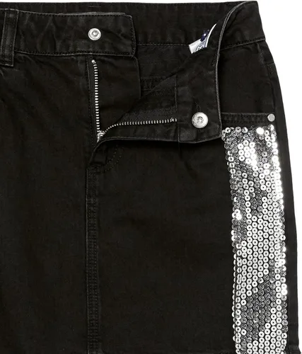 Vista 3 de GUESS Falda vaquera negra para niña con cinta de lentejuelas