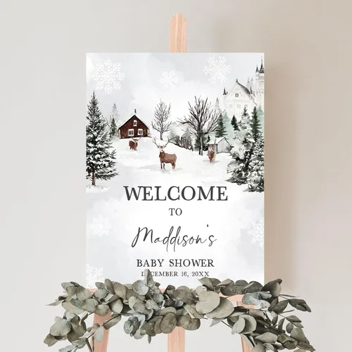Vista 8 de Letrero de bienvenida personalizado para baby shower, Baby It's Cold Shower #8Tr