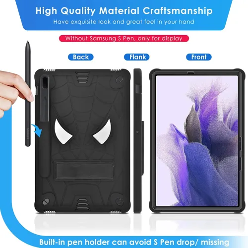 Vista 5 de DETUOSI Funda para tablet Samsung Galaxy Tab S7 FE 5G, S8 Plus, S7 Plus, 12.4 pulgadas, funda protectora resistente para niños con soporte plegable