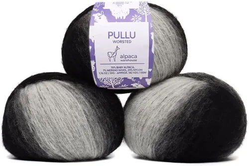 Vista 30 de Pullu - Juego de 3 madejas de hilo de lana de alpaca bebé y merino (150 gramos) de peso worsted - Procedencia directa de Perú - Celestialmente suave