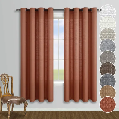 Vista 17 de KOUFALL - Cortinas transparentes con aspecto de lino