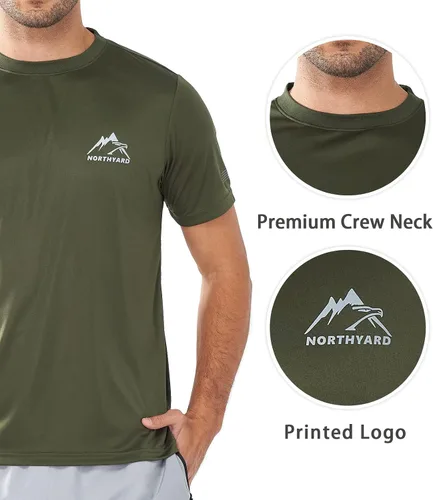 Vista 5 de NORTHYARD Camisetas de entrenamiento para correr para hombre, secado rápido Verde Armada (ArmyGreen)