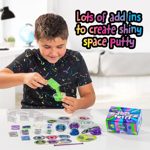 Vista 4 de Original Stationery Masilla Slime Galaxy Space Goo, brilla en el espacio oscuro, masilla para bricolaje, 29 piezas, masilla terapéutica