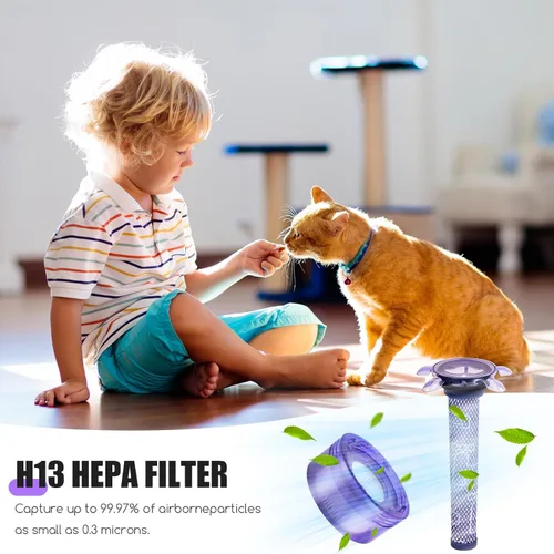 Vista 5 de Paquete de 4 filtros de vacío V8 compatibles con Dyson V8, nueva versión SV25/Dyson V7, nuevo modelo SV37, 2 prefiltros y 2 postfiltros Comparar