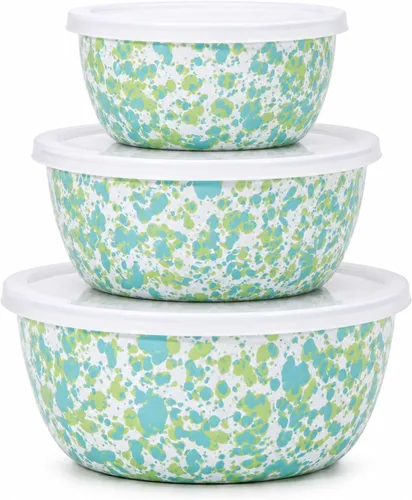 Vista 9 de Golden Rabbit Enamelware - Cuencos de almacenamiento anidables con tapas, juego de 3, camuflaje