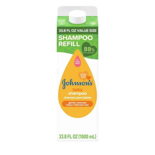 Vista 3 de Johnson's Baby Champú con aloe vera y vitamina B5, sin lágrimas, tamaño de viaje, esenciales para recién nacidos, sin parabenos ni sulfatos