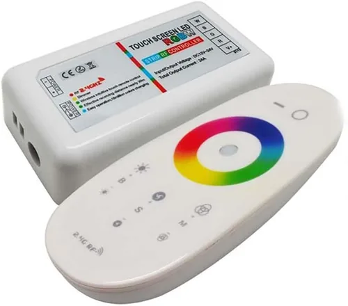 Vista 2 de RGBW RGB 4PIN 5PIN Controlador de tira LED 2.4GHz RF Pantalla táctil inalámbrica Control remoto 5050SMD 3528 RGBWW RGBCW LED Strip LED Bombilla