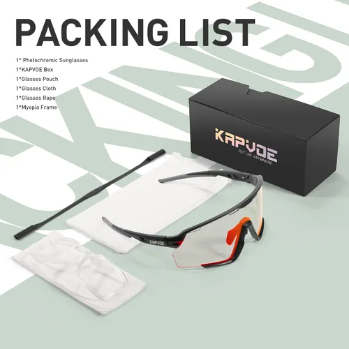 Vista 6 de KAPVOE Photochromic Cycling Glasses Men Women Clear Mountain Bike Sunglasses MTB Bicycle Riding Sports Triathlon - K170