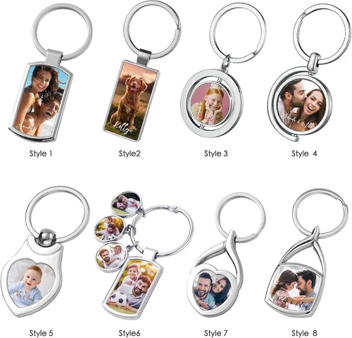 Vista 6 de Easycosy Llavero personalizado con texto de imagen, llavero grabado personalizado, regalos de fotos personalizados para hombres, mujeres y familia