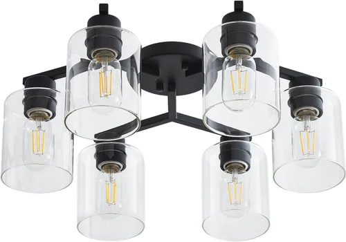 Vista 21 de Lámpara de techo semiempotrada de 1 luz, lámparas de techo de níquel cepillado, lámparas modernas para montaje en techo, luces de techo con pantalla