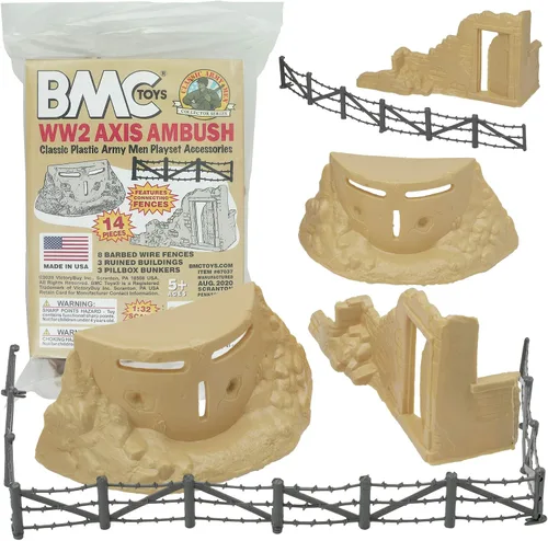 Vista 8 de BMC Classic Marx Axis Ambush - 14pc Gris Plástico Ejército Hombres Playset Accesorios