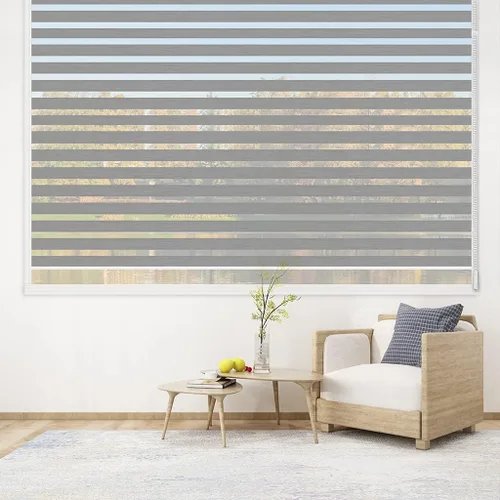 Vista 19 de Persianas enrollables con filtro de luz motorizadas de cebra/roller – Serie RAVENWOOD-B502, persianas inteligentes para ventanas con control remoto