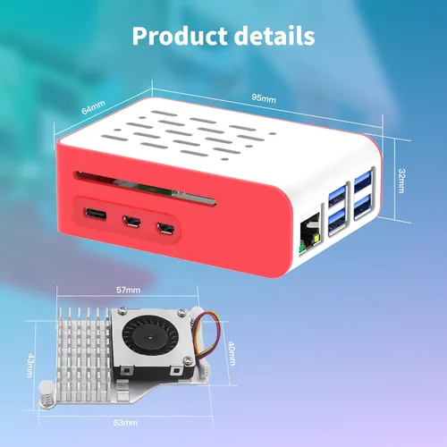 Vista 8 de iRasptek Kit de inicio para Raspberry Pi 5 RAM 4GB-64GB Edición de OS-Bookworm precargado (caja roja y blanca)