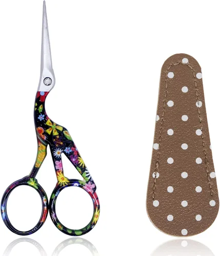 Vista 9 de BIHRTC - Tijeras pequeñas de 3.6 pulgadas para manualidades, punto de cruz, tejido, costura, enhebrado, trabajo de aguja, arte, bricolaje, con punta