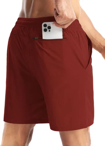 Vista 2 de Aolesy Pantalones cortos de entrenamiento para hombre de 7 pulgadas, pantalones cortos deportivos de secado rápido, ligeros, con bolsillos