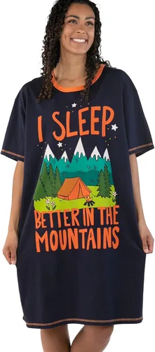 Vista 10 de Lazy One Camisones para mujer, lindo camisón para mujer, diseños de animales Camisón azul Bear Hug