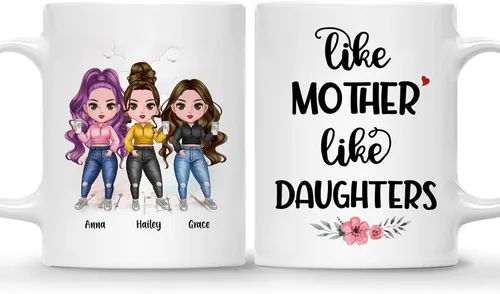 Vista 18 de Gossby Taza personalizada para madre y 1 hija, como madre como hija, regalos para madre, mejores tazas de café para madre, taza personalizada