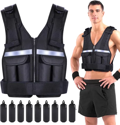 Vista 9 de Sportneer Chaleco con Peso Ajustable Pesos: 2-18 lbs/2-40 lbs Chaleco de Peso Lavable para Caminar 16 en 1 Chaleco de Ajuste Rápido para Rucking