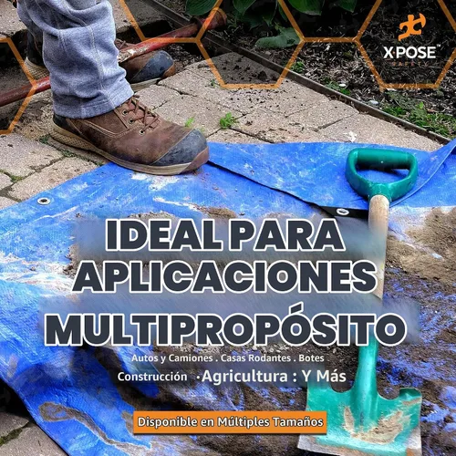 Vista 7 de Xpose Safety - Lona de polietileno ligera azul – Funda protectora multiusos, paño de goteo – duradero, impermeable, resistente a la intemperie