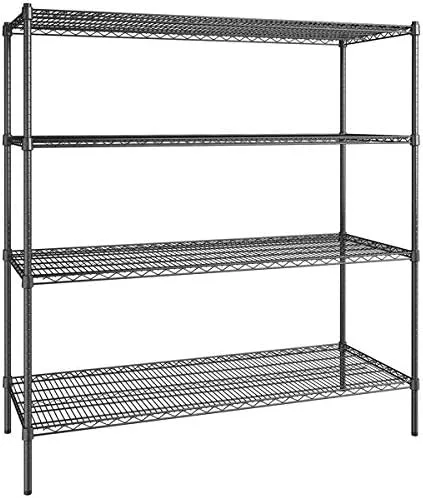 Vista 361 de Kit de 4 estantes de epoxi verde NSF de 21 x 72 pulgadas con postes de 86 pulgadas, estantería de almacenamiento resistente, kit de estantería
