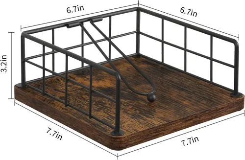 Vista 2 de YINMIT Servilletero para Mesa, Servilleteros de Granja con Brazo Ponderado, Servilleteros de Madera Rústicos para Servilletas de Papel