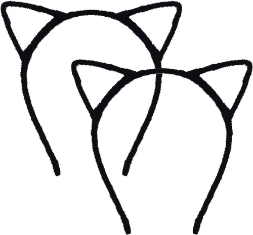 Vista 7 de WLLHYF 2 diademas de orejas de gato, diadema de Halloween, diadema de animales, diadema de orejas para cosplay, para adultos y niños