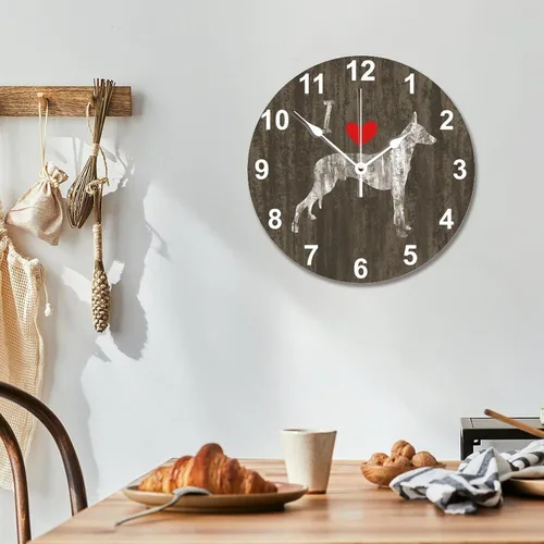 Vista 7 de I Love Doberman Clock Weathered Doberman Decorative Wall Clocks Estilo-7