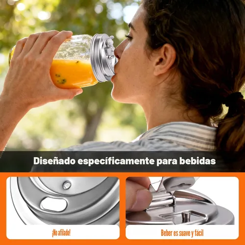 Vista 5 de Palksky Tapas para Beber de Frascos Mason, Accesorios de Tapa para Sorber de Frascos Mason de Boca Ancha de Acero Inoxidable, Tapa Abatible