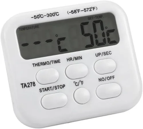 Vista 3 de Termómetro digital de alimentos con sonda para carne, barbacoa, horno y cocina: rango de -58.0 °F a 572.0 °F, interruptor Celsius/Fahrenheit, cable