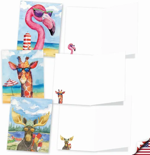Vista 3 de Best Card Co - Juego de 10 tarjetas de notas surtidas con sobres, caja de acuarela para animales amantes de los animales, AM6670OCB-B1x10