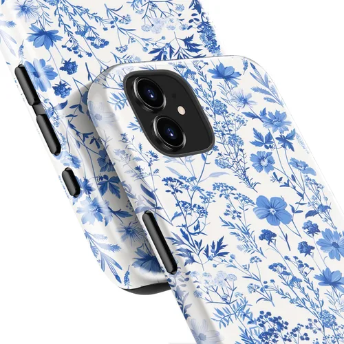 Vista 5 de Funda para iPhone 12 Mini, compatible con carga inalámbrica, protección de doble capa con elegante diseño de flores silvestres, silicona suave +
