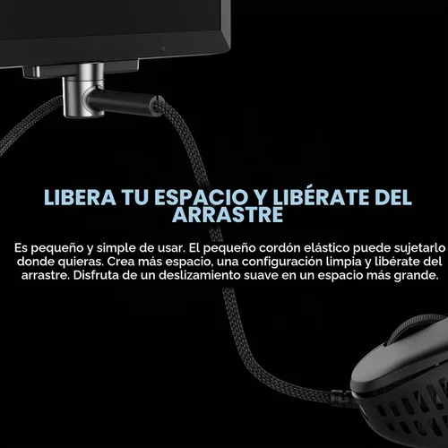 Vista 2 de Pulsar Gaming Gears - Micro Bungee ES : Soporte de ratón con cable sin arrastre - Movimiento libre en tu escritorio - Tamaño súper compacto
