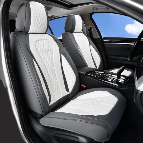 Vista 8 de Coverado Fundas de asiento de automóvil, fundas de asiento delantero, funda de asiento de coche beige, fundas impermeables para asiento