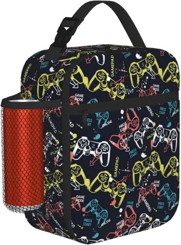 Vista 17 de Lonchera de camuflaje de camuflaje blanco y negro para adolescentes, niñas, niños, hombres y mujeres, bolsa de almuerzo portátil, lonchera aislada