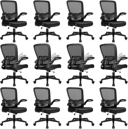 Vista 11 de Sillas de escritorio de oficina con ruedas, silla ergonómica de malla con soporte lumbar de altura ajustable, silla giratoria para computadora