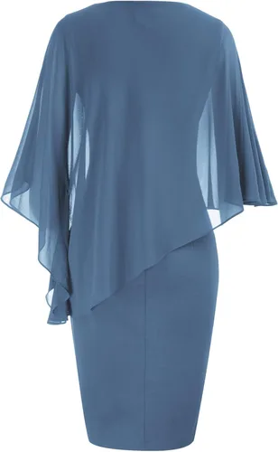 Vista 2 de Hanna Nikole - Vestido ajustado sin mangas, con capa superpuesta, de gasa, para mujer