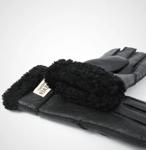 Vista 5 de YISEVEN Guantes de piel de oveja de invierno para mujer, puños de lana