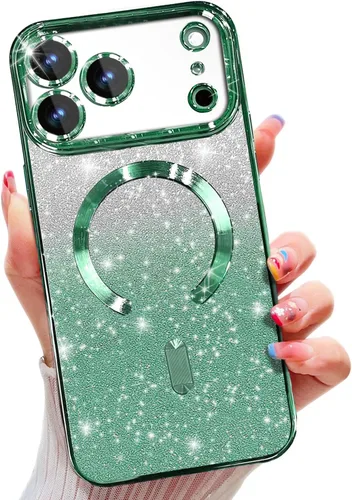 Vista 57 de Misscase Funda magnética compatible con iPhone 14 con purpurina y protector de lente de cámara, protección completa, compatible con MagSafe