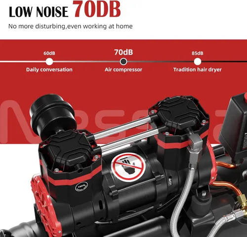 Vista 12 de Compresor de aire ultra silencioso de 8 galones, 1.5HP 4.52 CFM, tanque de compresor de aire sin aceite máximo de 115 PSI para reparación