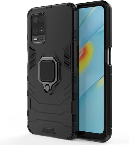 Vista 5 de Compatible con Oppo A54 4G, funda Oppo A55 4G, soporte de anillo de metal, parachoques duro a prueba de golpes