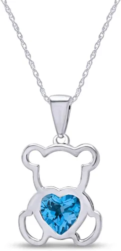 Vista 18 de Collar con colgante de oso de peluche con piedra natal para mujer Simulated Alexandrite