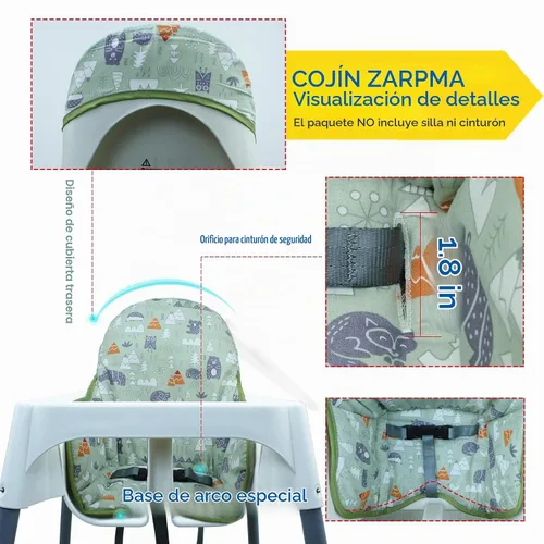 Vista 2 de ZARPMA Fundas de asiento de algodón para silla alta IKEA Antilop, superficie de algodón y acolchado, diseño de bosque plegable para silla de bebé