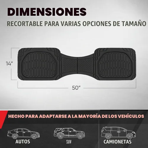 Vista 2 de Motor Trend Premium FlexTough Alfombrillas de piso traseras de goma Deep Dish, Alfombrillas de piso de ajuste universal para todo tipo de clima