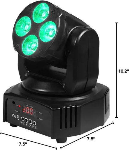 Vista 10 de Rockville RockOn-7 - Luz de lavado de cabeza móvil RGBW de 40 W, DMX de 14/16 canales, activada por sonido, control remoto, giro de 540°
